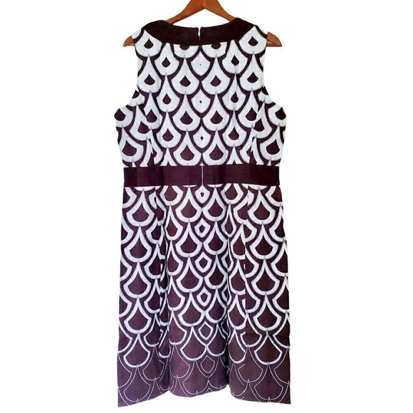 Talbots geometric print brown sleeveless women's dress. size 14 - Picture 2 of 9